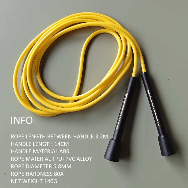 NEVERTOOLATE  pvc+TPU alloy 140gram 5.8mm diameter 3.2m length between handles soft 80A SHORE HARDNESS  -20℃~40℃  jump skip rope