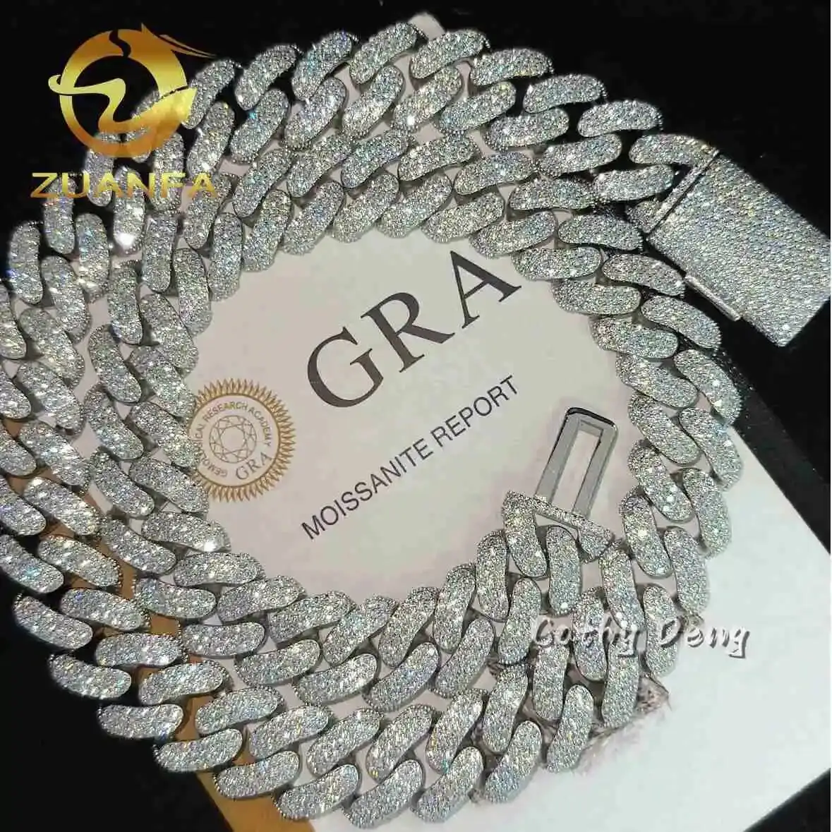 

Ювелирные изделия в стиле хип-хоп, 16 мм, 3 ряда, кубинская цепочка из муассанита, серебро 925 пробы, кубинская цепочка с муассанитом, проходная бриллиантовая цепочка