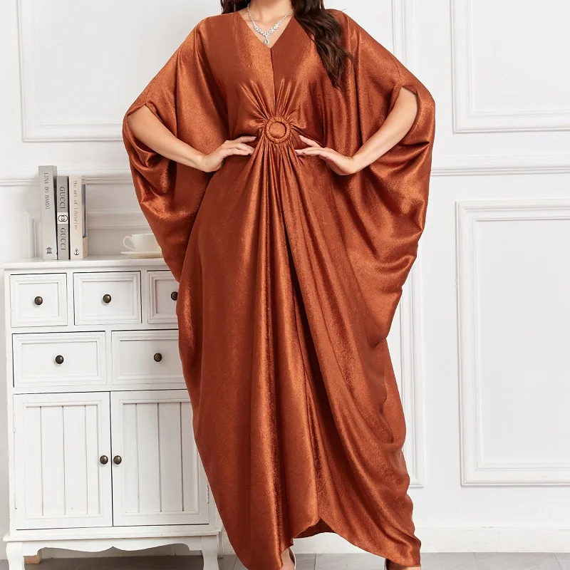 

Elegant Women Robe Batwing Sleeve Cardigan Sunscreen Bikini Cover-Up Fashion Vacation Summer Beachwear Solid Color Outweaer