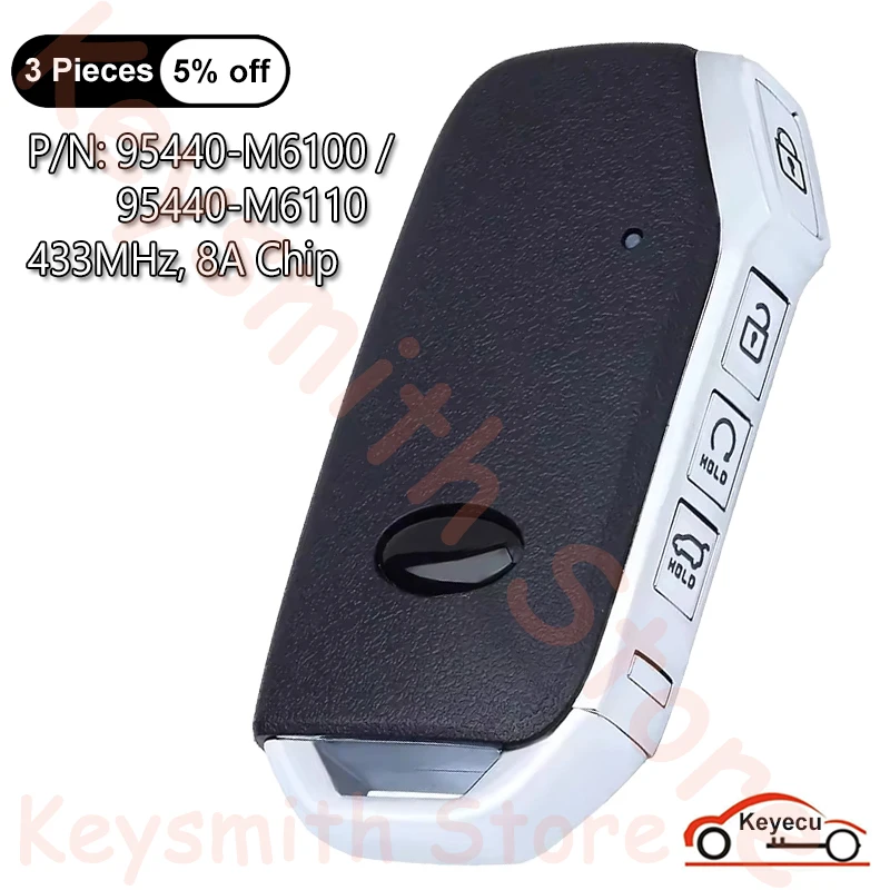 

KEYECU 4 Buttons 433MHz 8A Chip for Kia Cerato 2018 2019 Auto Smart Remote Key Fob 95440-M6100 / 95440-M6110 FCC ID: FE00440