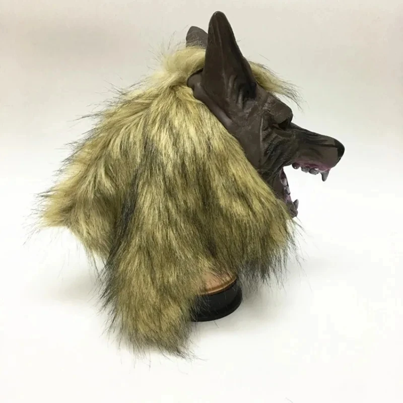 The Beast Werewolf Costume Party Mask Wolf Gloves Cosplay For Women Men Halloween Latex Rubber Wolf Head Hair Mask Party Scary