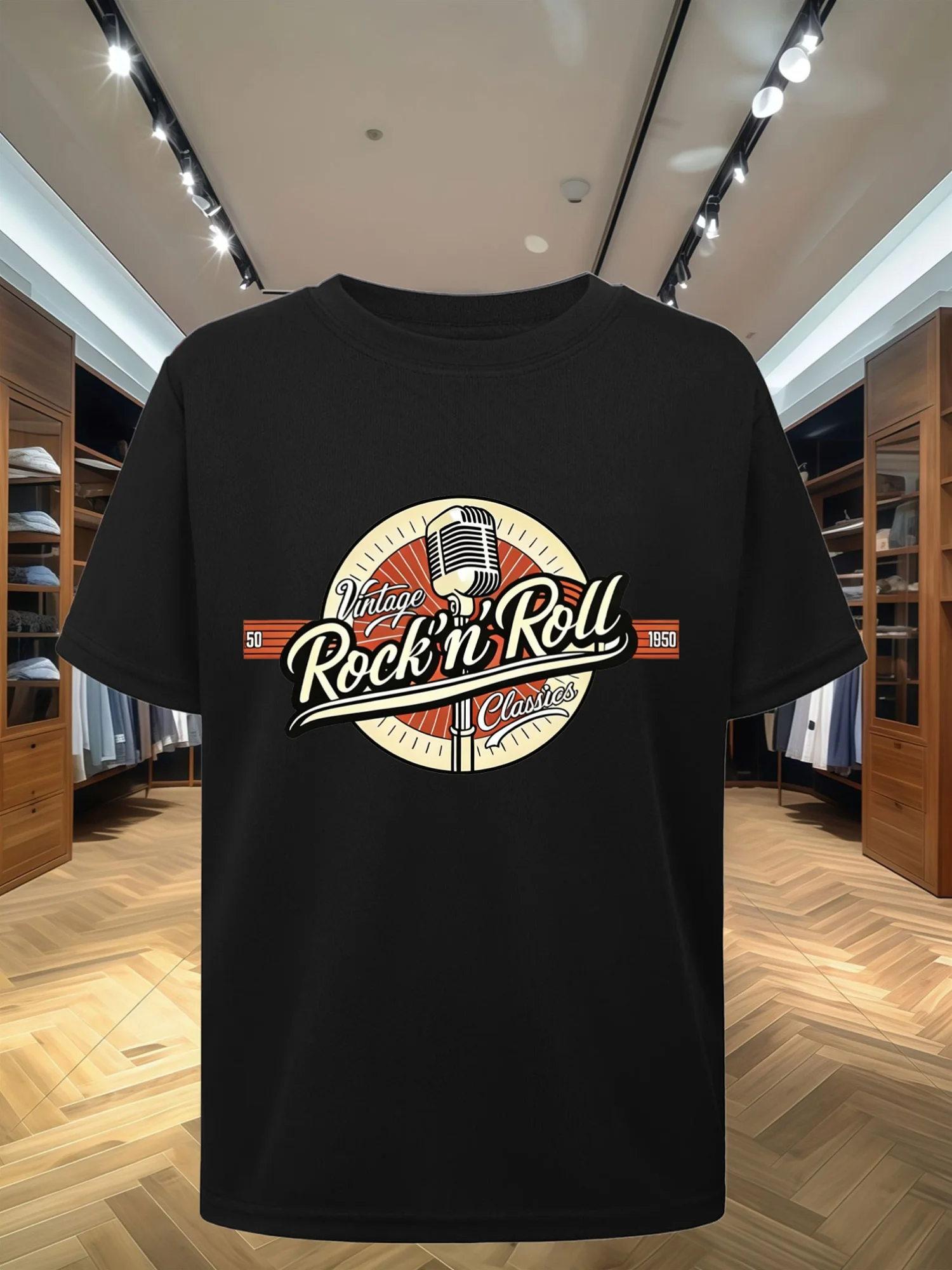 New T-Shirt, Vintage Rock'N'Roll・1950 Classic Echo Retro Rock T-Shirt |   A Tribute to the Golden Age of Rock in 1950, This New Soft Unisex Crew Neck Short Sleeve Shirt Features a Loose Fit