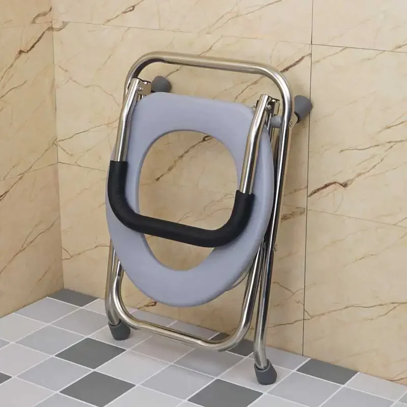 Stainless Steel Portable Toilet Stool  Foldable Seat for Seniors  Pregnant Women's Commode Splash-Proof Travel Restroom Seat