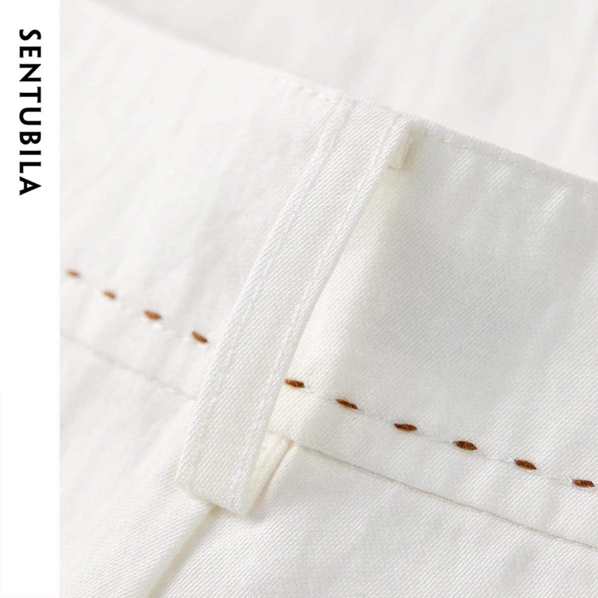 SENTUBILA Summer Long Baggy Pant 2025 Women's White Wide-leg Commuter Pants High-Waisted Loose Fit Trouser Clothing 152K80129