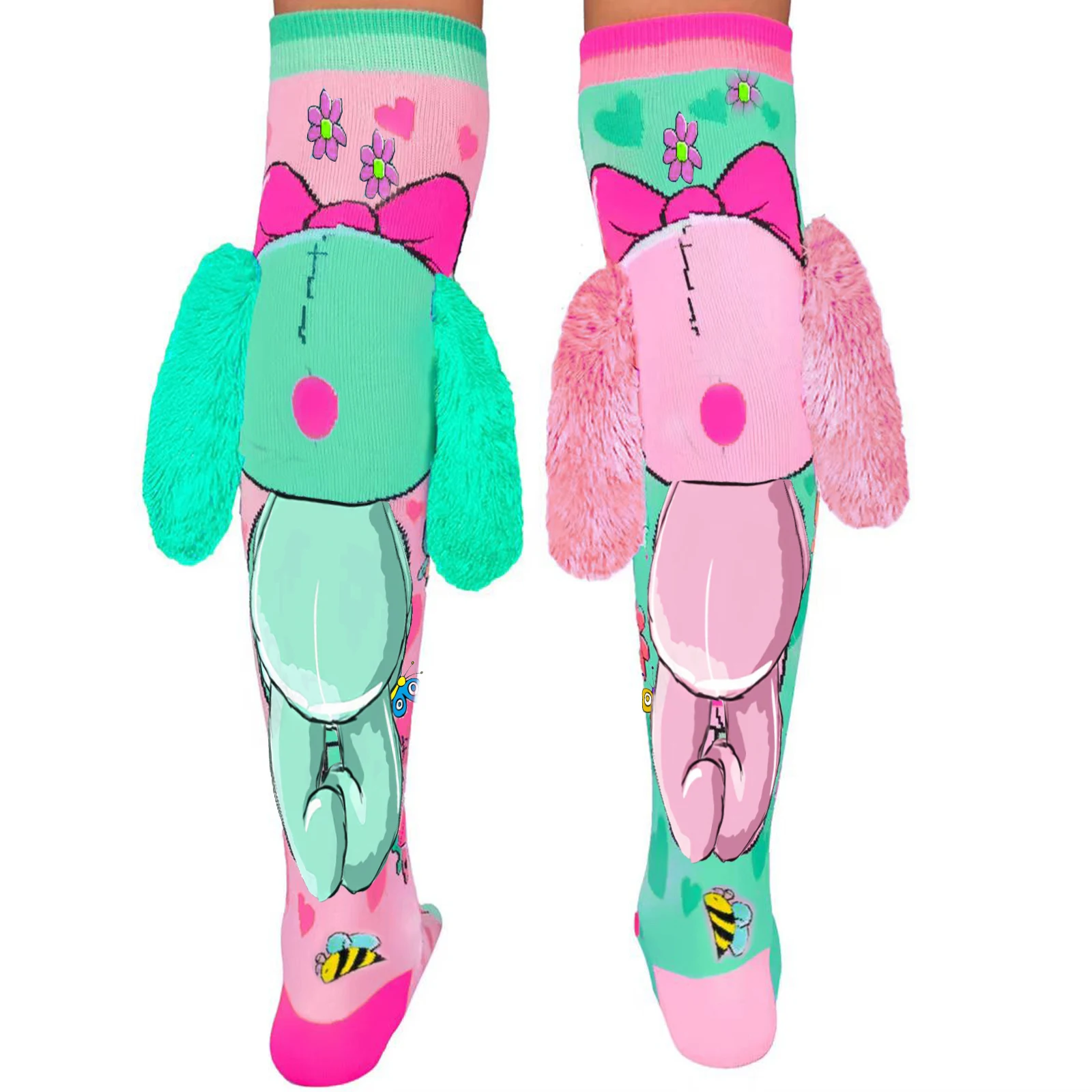 Fashionable knee length socks for girls, hand sewn cartoon dog ear socks that can be worn by both children and adults