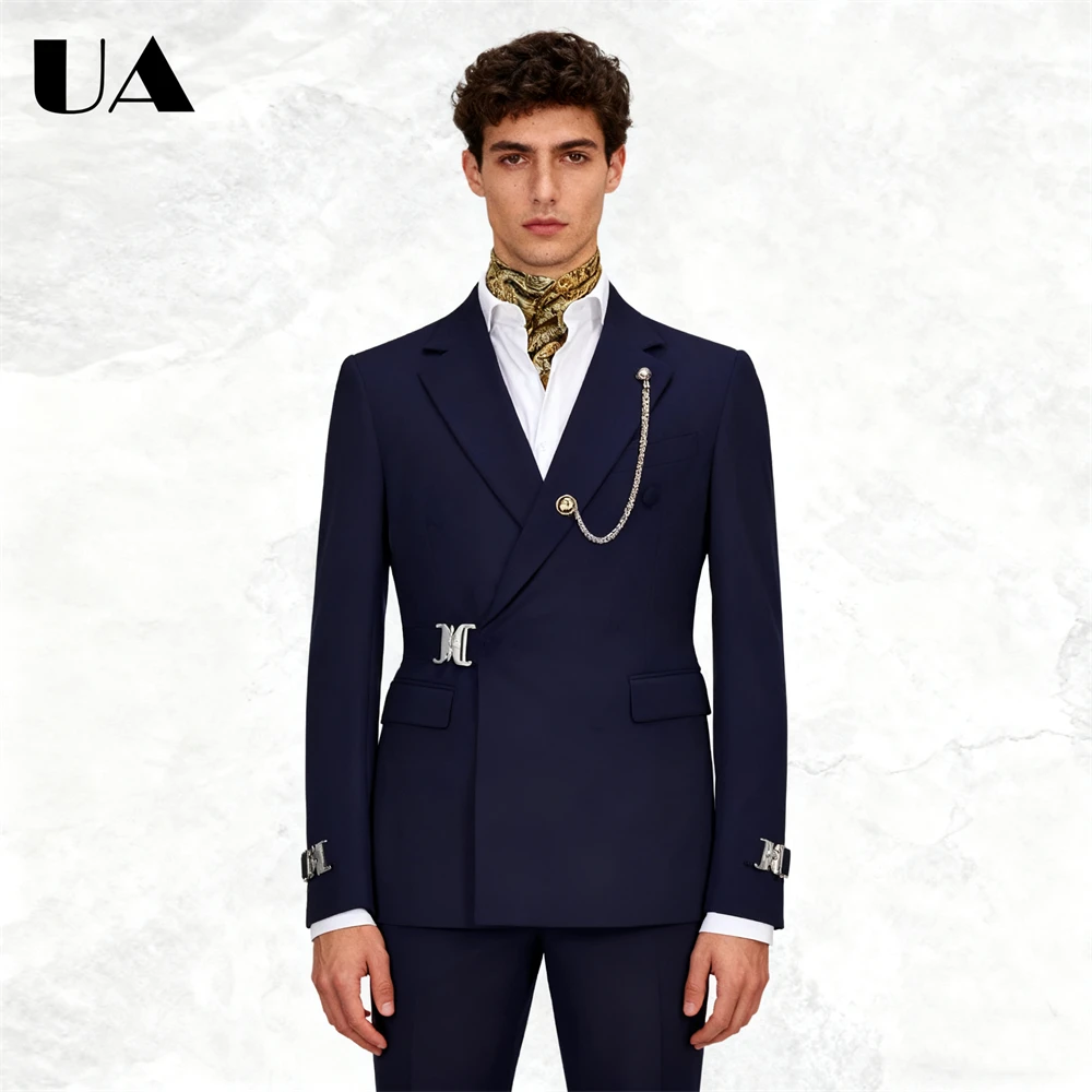 

Casual Smart Men's Two Pieces Tuxedo Pants, Slim Fitting Suit Jacket Pants, Business Suit Set, Prom Suit Attires XXS-7XL