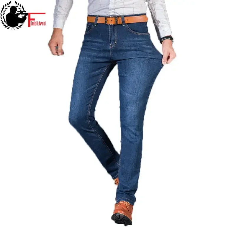 

2024 Mens Jeans New Fashion Men Casual Jean Slim Straight High Elasticity Feet Jeans Loose Stretch Long Trouser Male Denim Pants