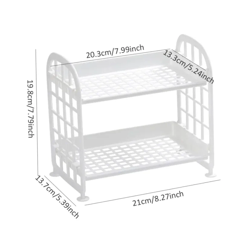 2-Tier Multifunctional Plastic Shelf Makeup Organizer for Skincare Office Kitchen Bedroom Bathroom Two Layer Hollow Storage Rack