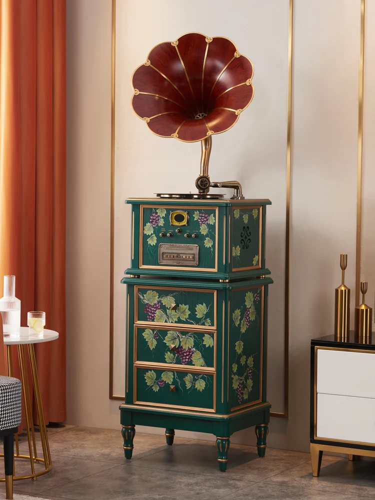 

Vinyl record player painted living room solid wood ornament big speaker