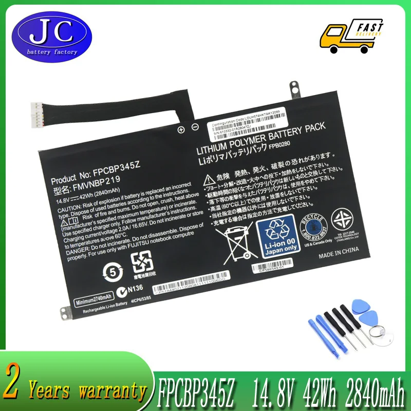 

Аккумулятор JCLJF для ноутбука Fujitsu LifeBook UH572 UH552 серия Ultrabook FMVNBP219 FPB0280 FPCBP345Z 14,8 в 2840 мАч