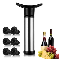 Wine Preserver Vacuum Air Pump Wine Bottle Stoppers Durable Stainless Steel Construction Airtight, Leak-Proof Seal Easy