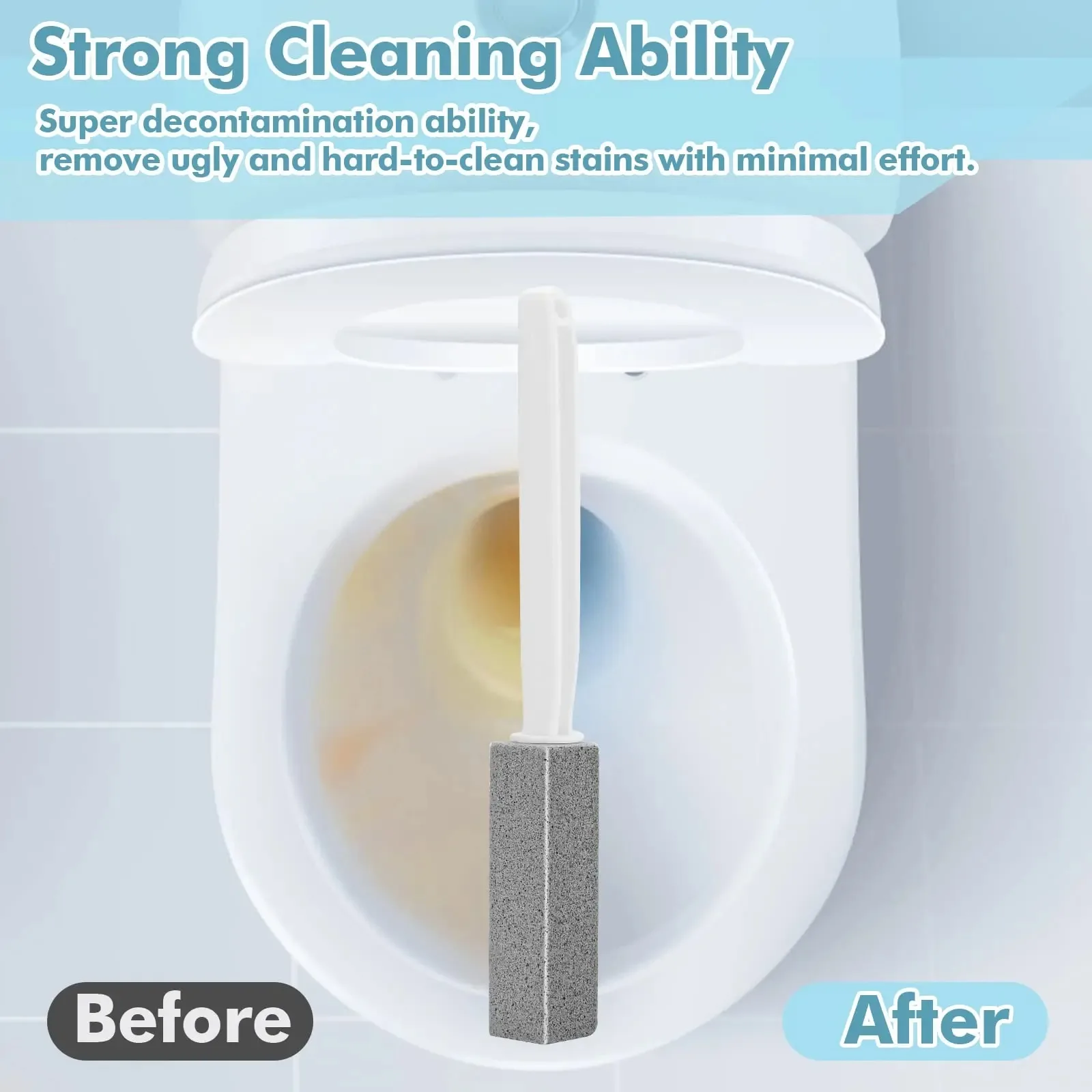 Pumice Stone for Toilet Cleaning with Extra Long Handle, Premium Pumice Stone Toilet Brush, Hard Water Stain Remover Effectively