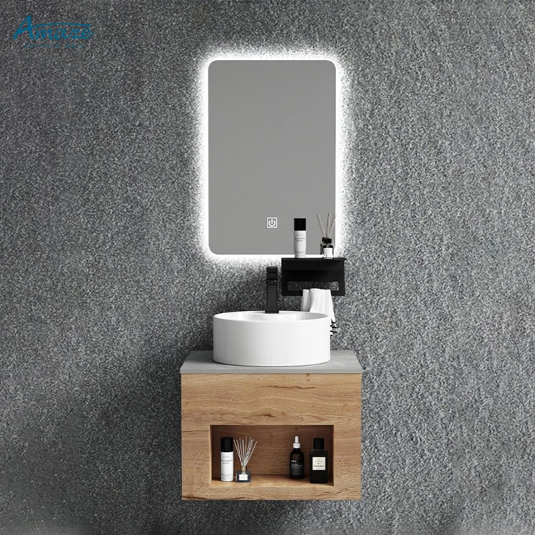 Hot Sale Modern Countertop Basin Stainless Steel Vanity Bathroom Sink Cabinet With Mirror