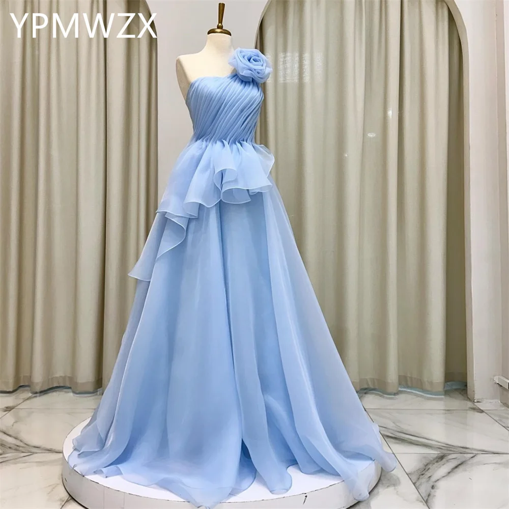 Vestido de fiesta personalizado, vestido de noche Formal para mujer YPMWZX, un hombro, corte en A, faldas hasta el suelo, drapeado, vestidos para ocasiones a medida P