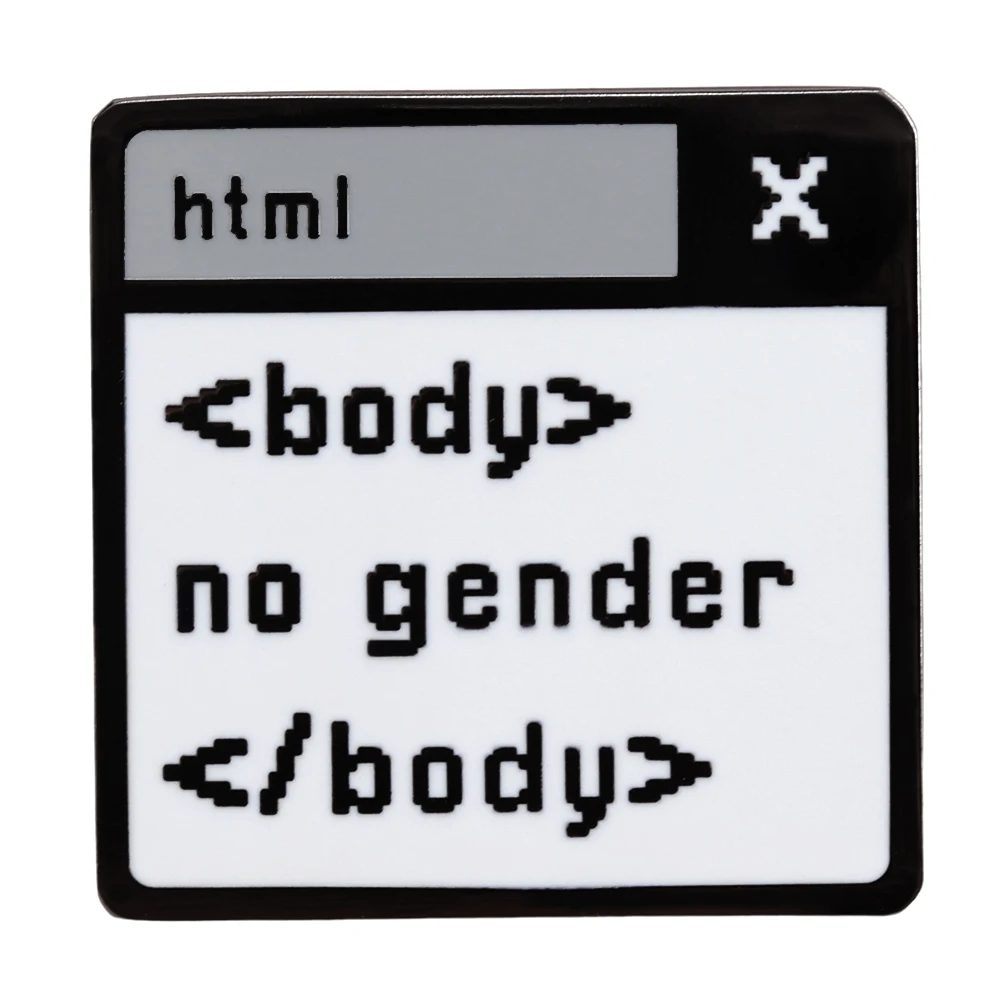 Html Body No Gender Enamel Brooch Transgender Trans/Non-Binary Lapel Pin Html-Coder Souvenir Gift Badge Accessories Collection