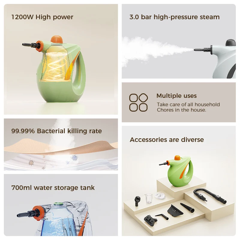 Hot sell Home Appliances Steam Cleaner 1200W High Temperature  Air Conditioning Kitchen Hood Car Steam Cleaners US/EU Plug view 4