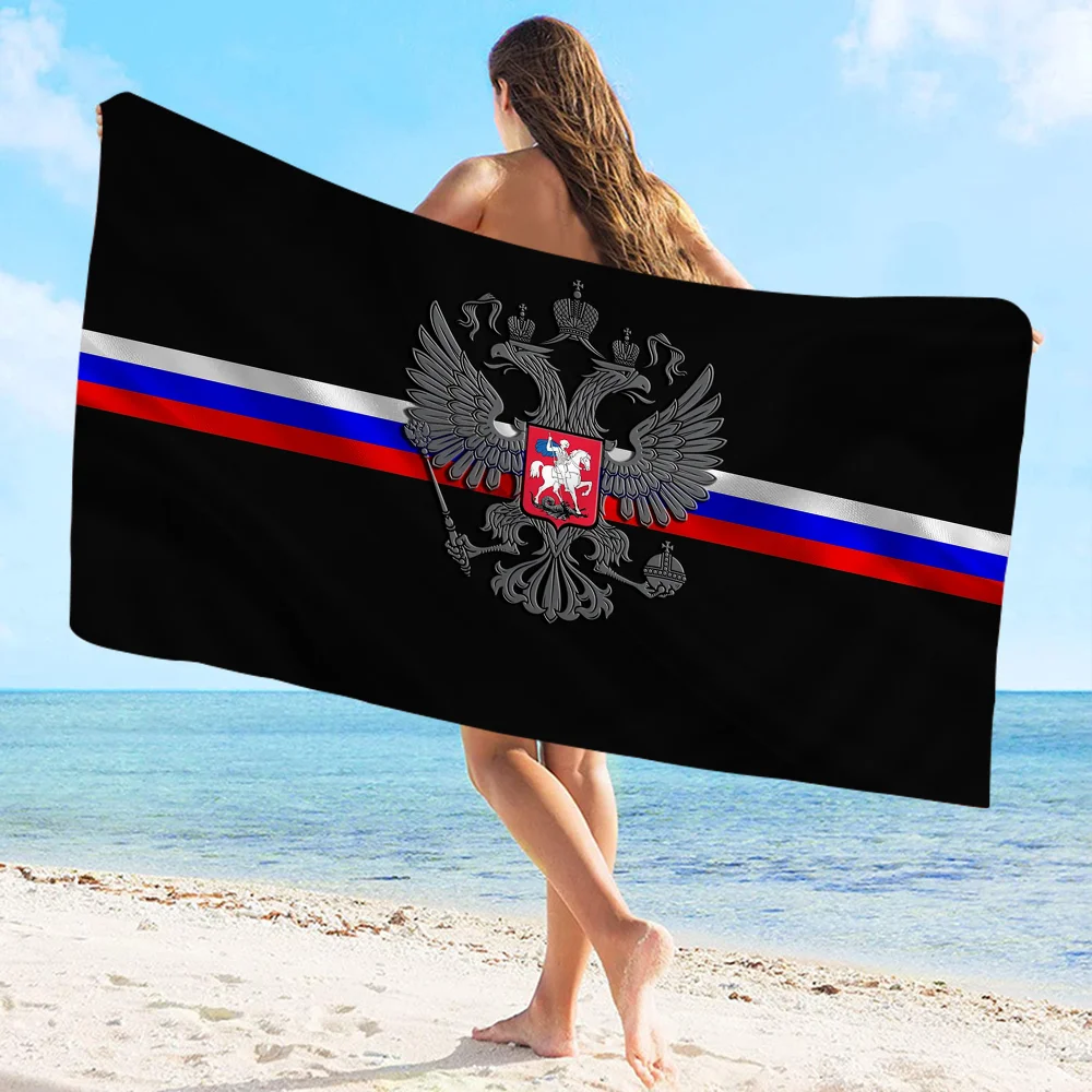 Russian Flag Big Microfiber Beach Towels Quick Dry Towel Sand Beach Towels Pool Towel for Travel Swim Pool Yoga