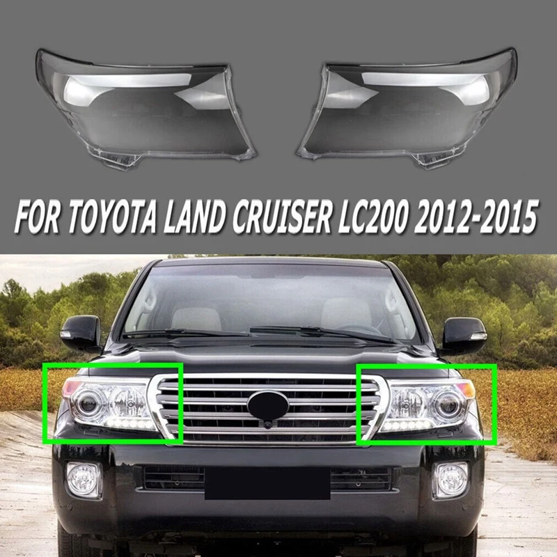 Car Headlight Lens Cover Head Light Lamp Lampshade Front Auto Light Shell For Toyota Land Cruiser LC200 2012-2015