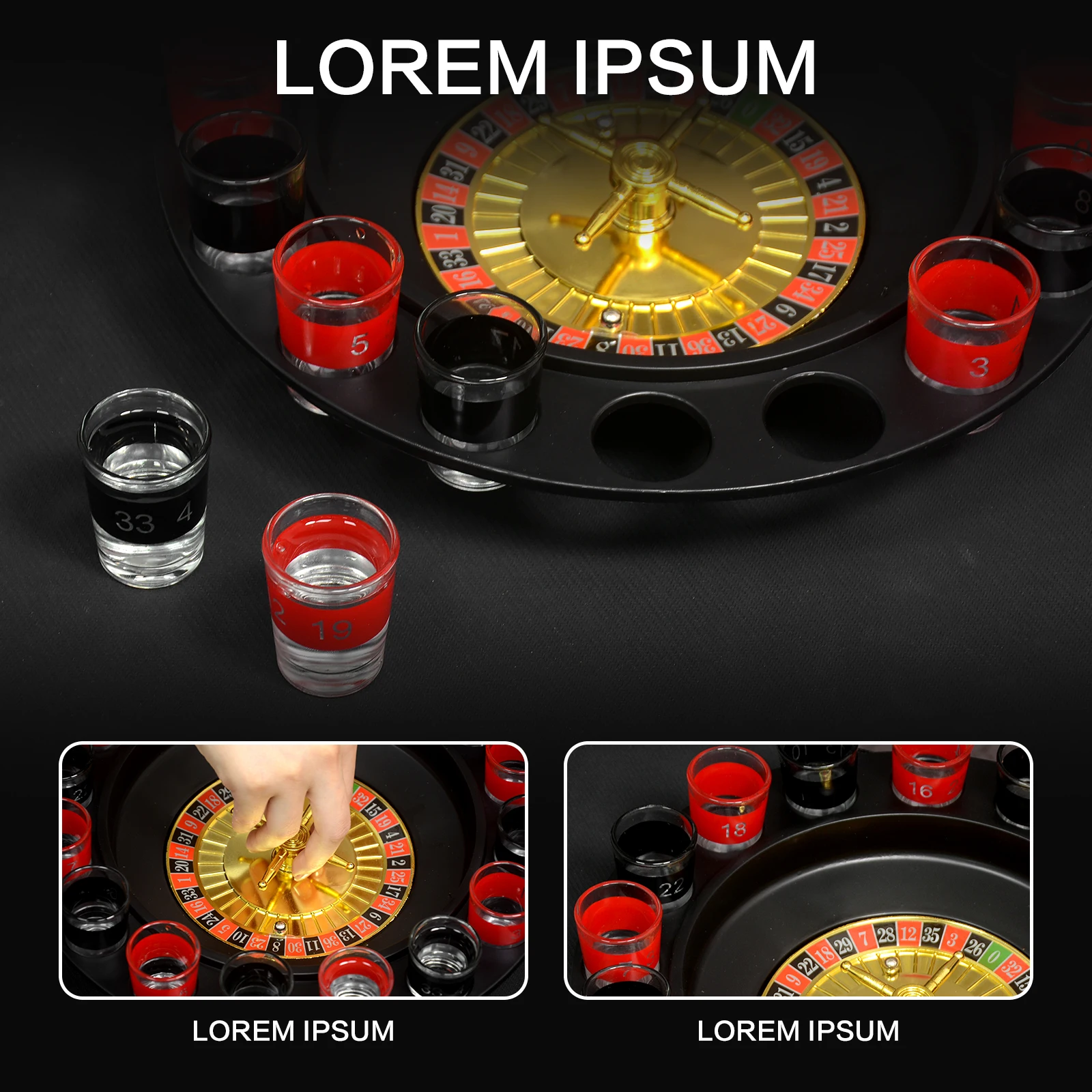 Shot Glass Roulette Drinking Game – 16-Piece Red/Black Set with 2 Metal Balls, Fun Adult Party Game for White Elephant, Game Nig