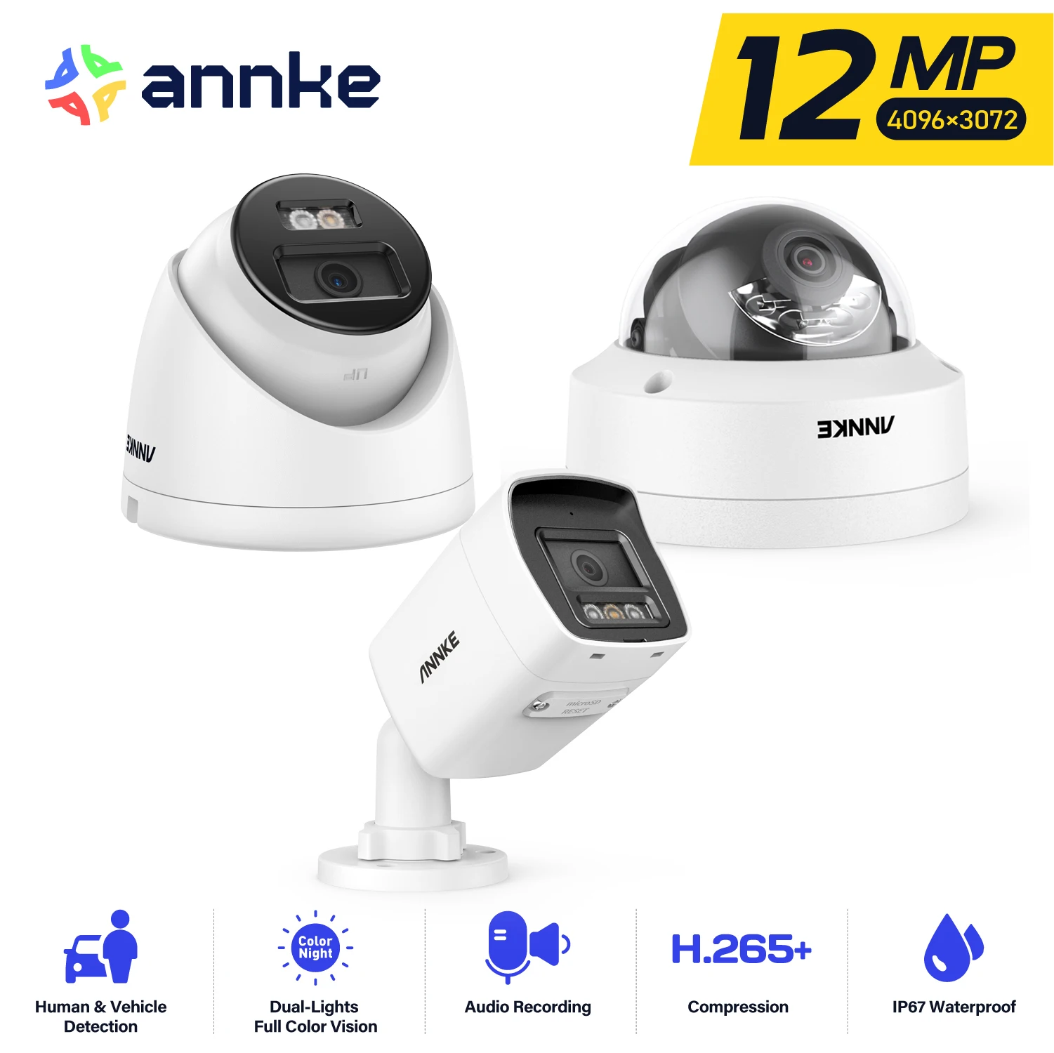 Annke C1200 12MP Ultra HD PoE IP-camera Slimme geavanceerde detectie Beveiliging Beschermcamera H.265+ 2-weg audiobewakingscamera's