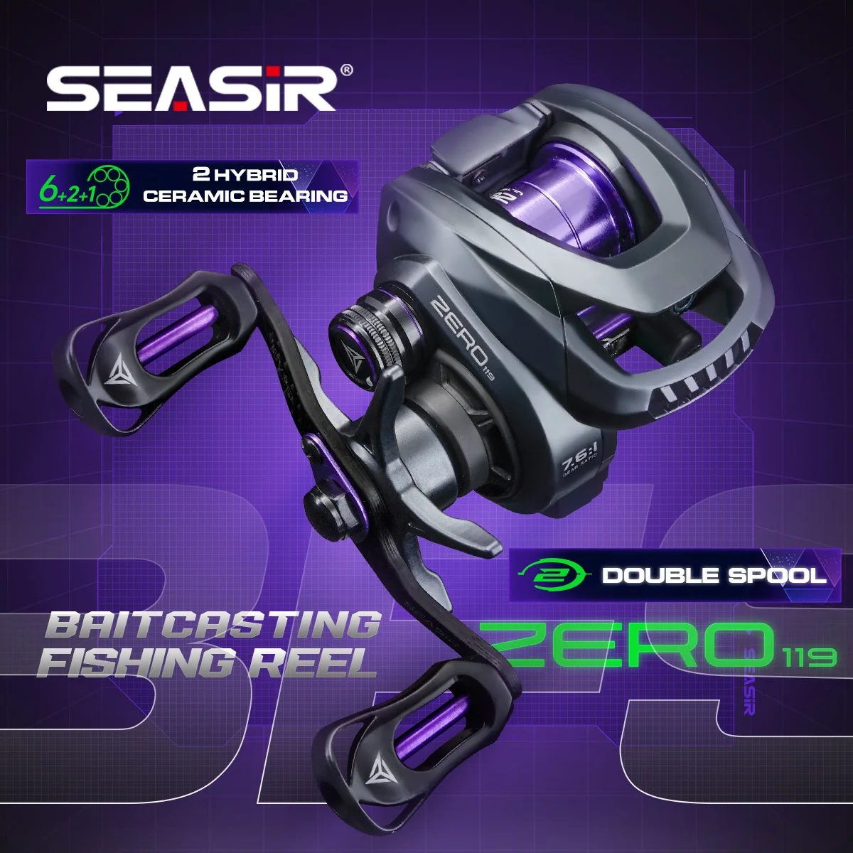 Seasir ZERO119 BFS Baitcasting Fishing Reel Carbon Fiber 119g 2 Hybrid  Ceramic Bearing 7.6:1 8+1BB Max Drag 4kg Double Spools - AliExpress 18