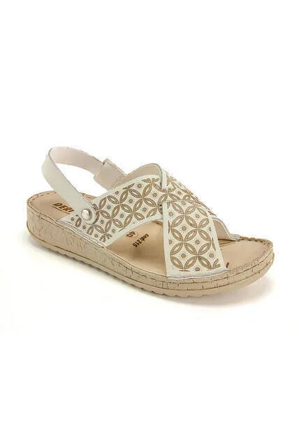 IQRAH Leather-San Lady Hajj Umrah Sandals-Cream