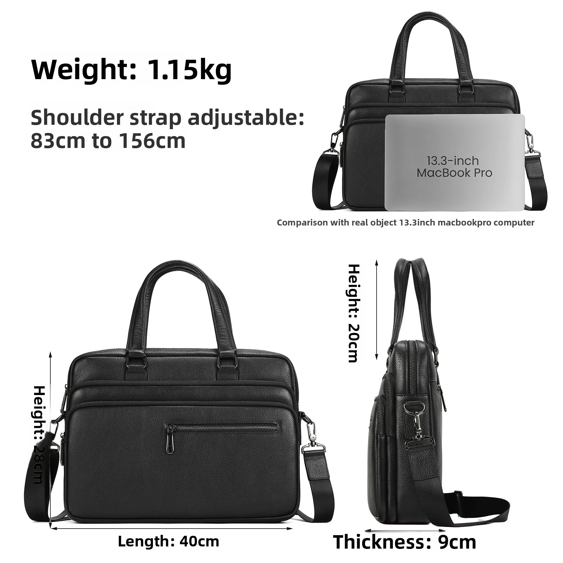 Мужской портфель из натуральной кожи с несколькими карманами, 14-дюймовая деловая многофункциональная сумка на одно плечо для хранения компьютера