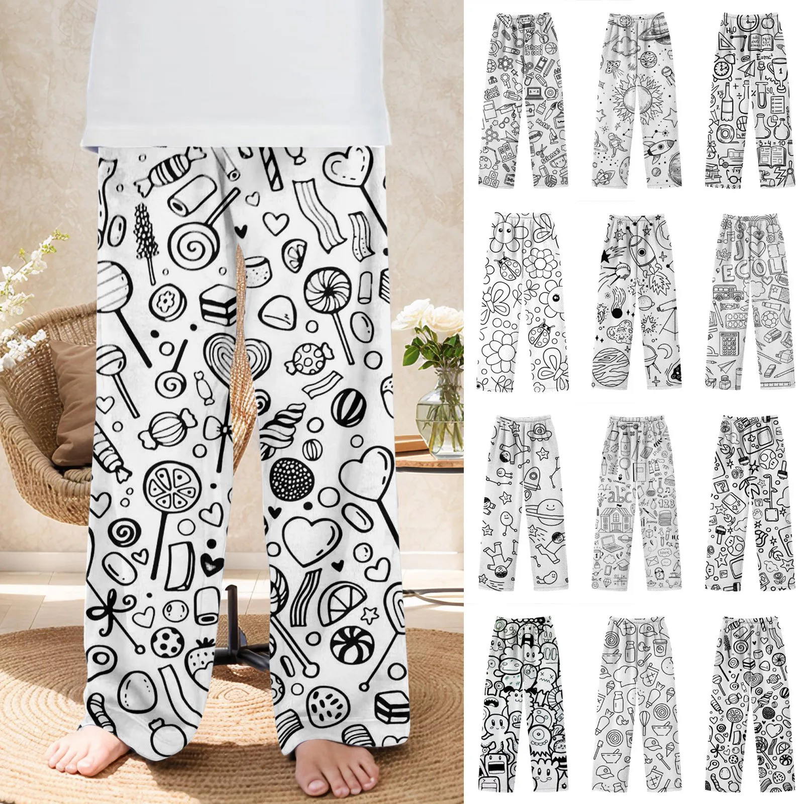 DIY Pajamas Kids Sketch Colorful Flannel Sleeper Pants Kids Art Color Your Own Pants Handicraft Toy DIY Crafts For Baby Girl Boy