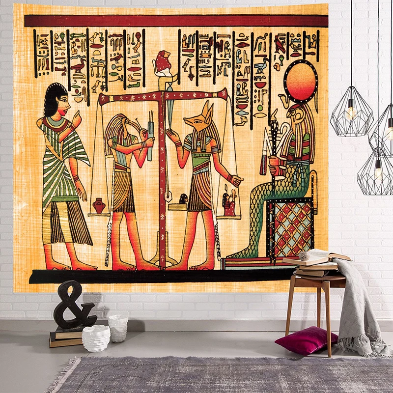 Old culture print hippie yellow ancient egyptian tapestry wall hanging egyptian tapestry wall covering home decor vintage