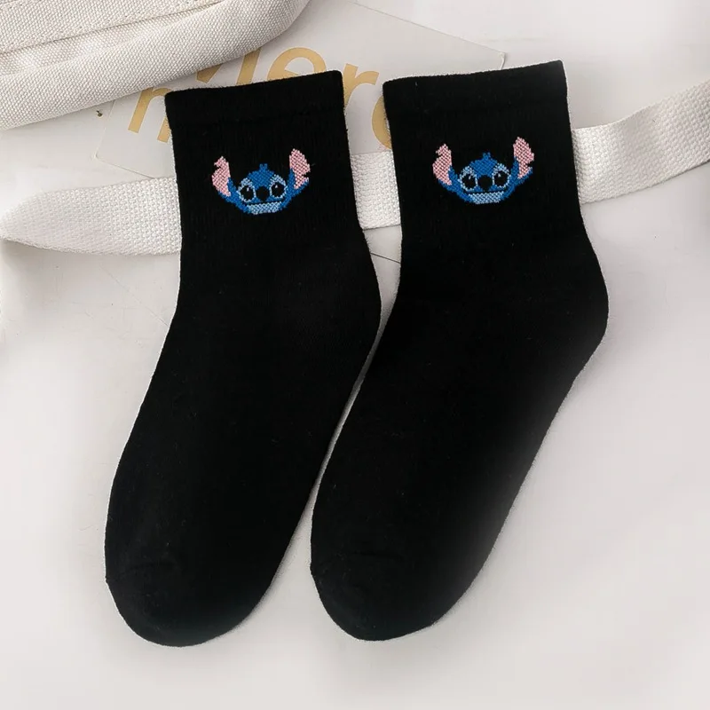 Disney Anime Cotton Socks Cute Mickey Mouse Donald Duck Piglet Stitch Cartoon Socks Comfortable Kawaii Print Socks Gift