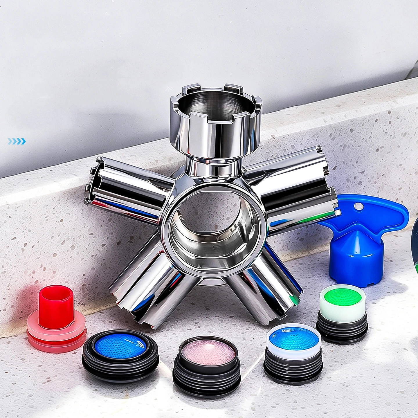 10 In 1 Faucet Aerator with Removal Wrench Tool Faucet Aerator Key For Threaded Aerator/Aerator With Housing Cut Edge&Round