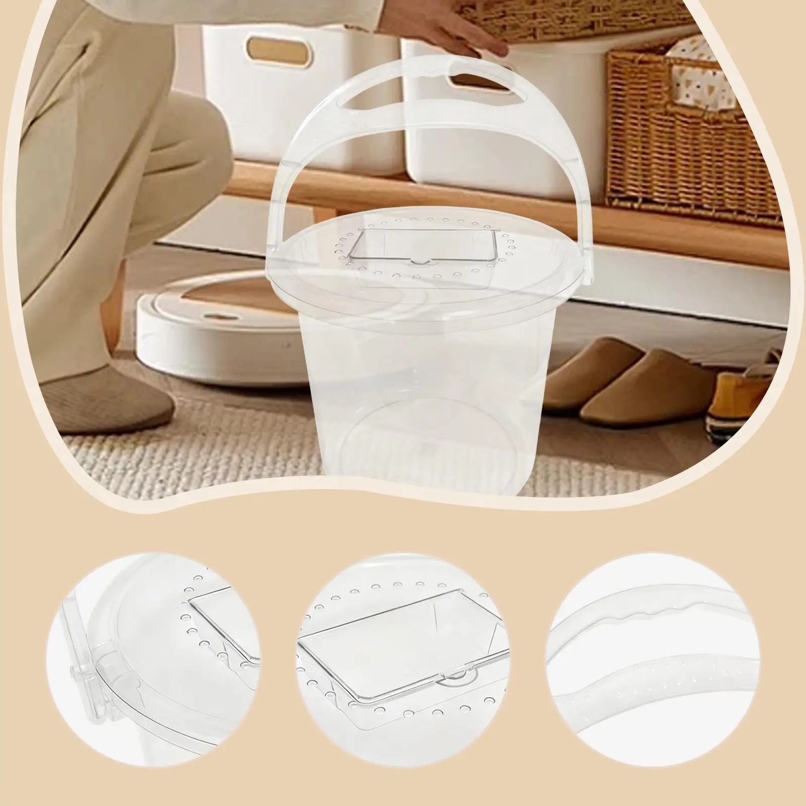 Clear Bucket Large Capacity Multi Purpose Water Bucket Container for Household Fishing Car Wash Snacks Cleaning