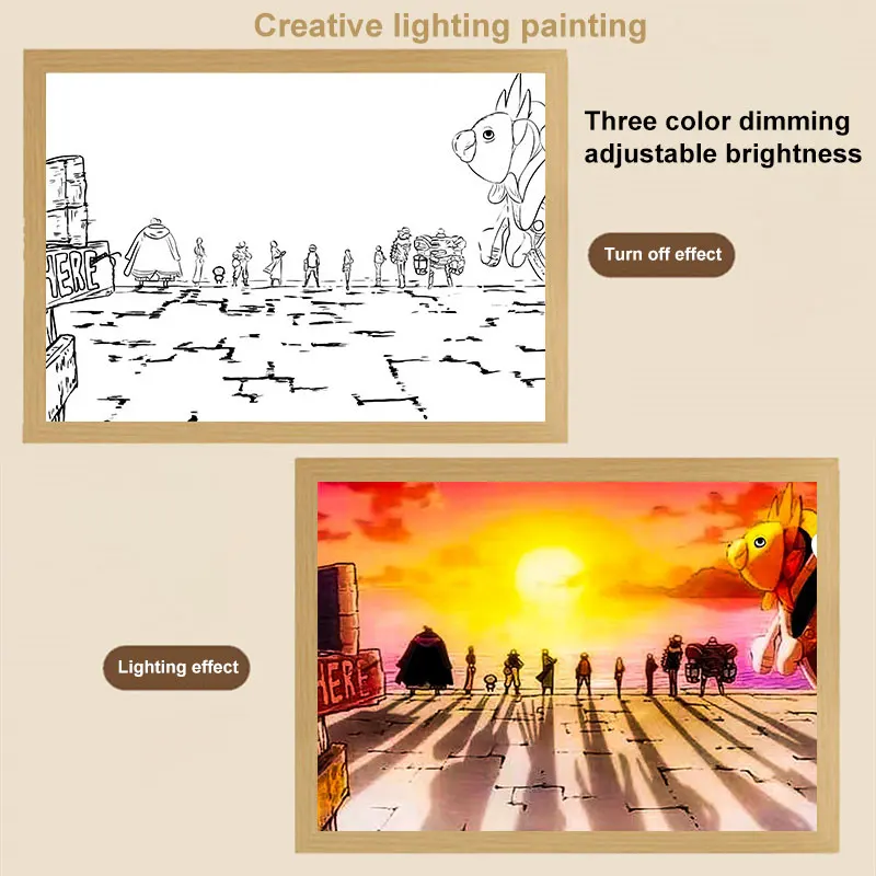 USB Anime Lighting Painting Decorations, Bedroom Bedside Tv Cabinets, Couple Gifts, Creative Luminous Paintings