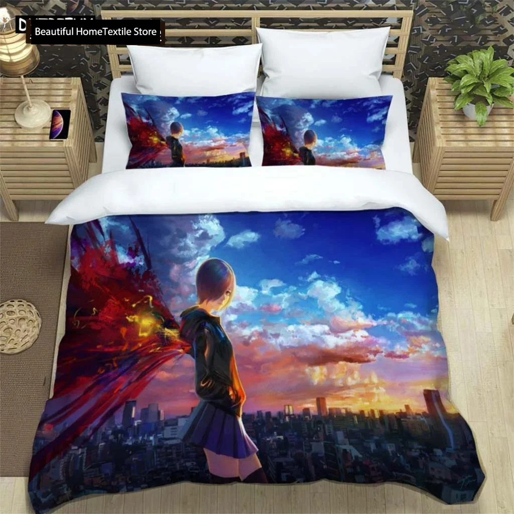 Japanese Fashion Anime Digital Printing Polyester Bedding Set For Boys And Girls, Youth Bedding Set, Couple Gift