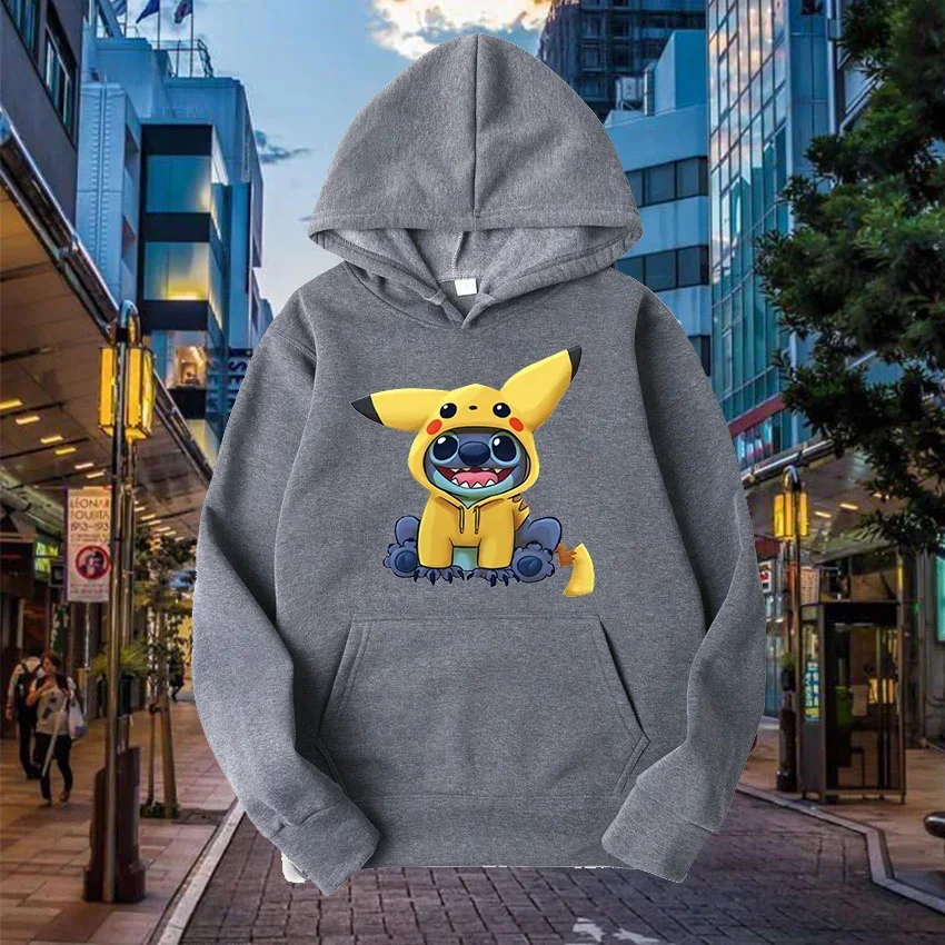 Cartoon Men Hoodies Lilo Stitch Disney Casual Creative Fashion Graphics Cozy Trendy Hip Hop Autumn Winter Male Sweatshirts