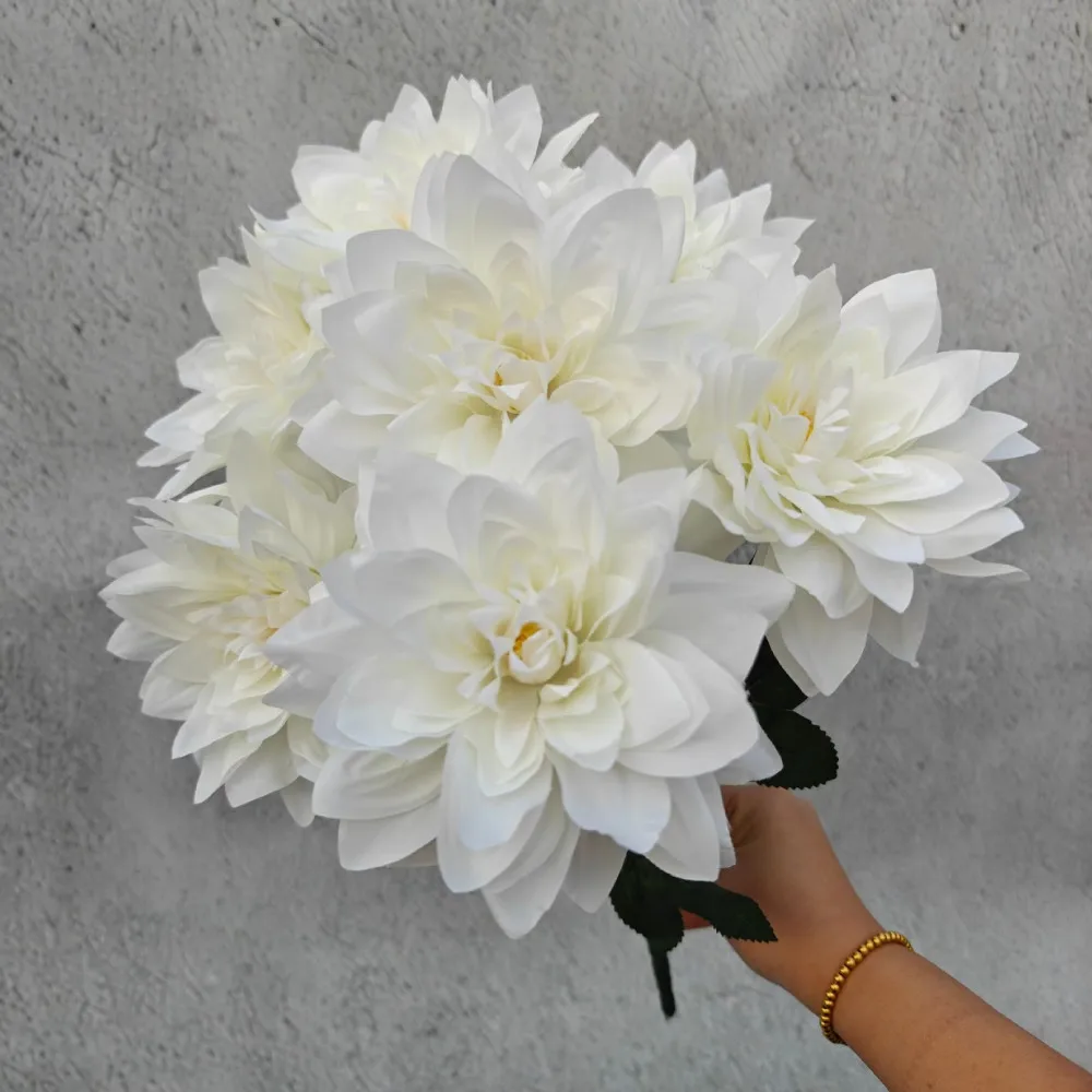 Großer Durchmesser, 7-köpfige Dahlie-Simulationsblume, tausend Schichten, Dahlie, Hochzeit, Heimdekoration, Blumenarrangement, DIY-Zubehör – Detail 7