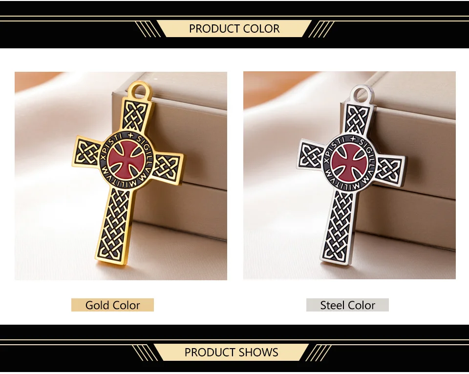 Dawapara Templer-Kreuz-Anhänger für die Schmuckherstellung, Heiliger Ritter, religiöser Schutz, Amulett, Edelstahl-Charm, DIY-Zubehör – Detail 3