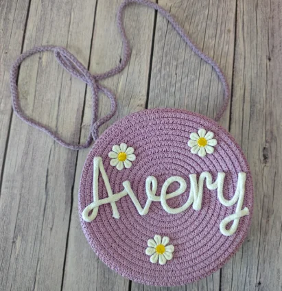 Personalized Handmade Straw Bag for Lady Tote With Name Custom Flower Girl Bag Hand Basket Tote Bag Beach Bridal Party Gift