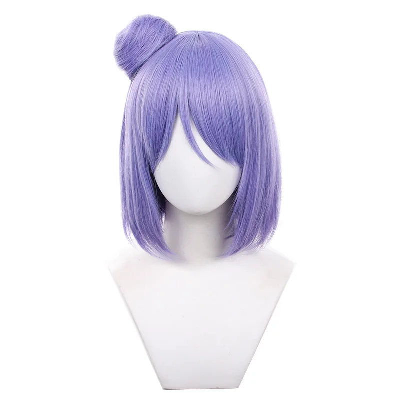Anime Konan Cosplay Wig Xiao Nan's Wig Short Purple Women Hair with Bun Heat Resistant Synthetic Wigs Halloween