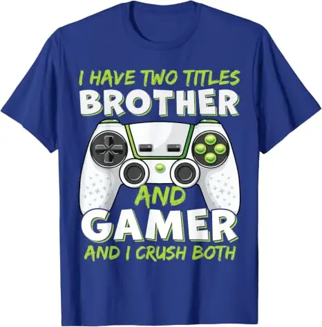 Ich habe zwei Titel: Bruder und Gamer, und ich bin in beiden hervorragend – T-Shirt mit Humor, lustige T-Shirts für Männer und Jungen, Gamer-T-Shirts mit Videospiel-Motiven. – Detail 9