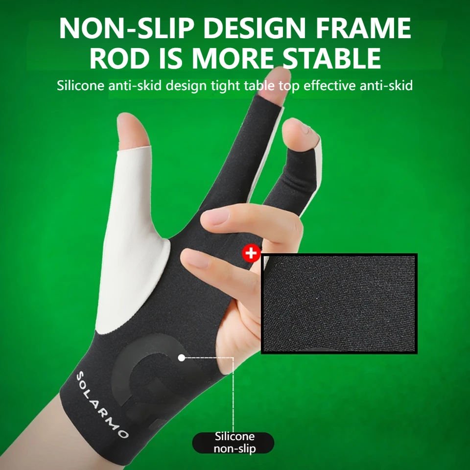 GOBYGO 1Pcs 3 Finger Billiard Gloves Breathable Non-Slip Snooker Pool Cue Gloves Professional Players Wear Resistant Men Women