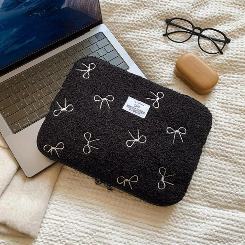 Elegante borsa per laptop Accessorio versatile per dispositivo Custodia per laptop ricamata con borsa per tablet antiurto in peluche con morbido per il lavoro
