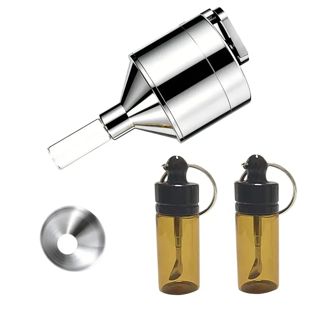 Fine Powder Grinder Manual Aluminum Spice Grinder Wide Mouth Funnel Glass Bottle Kitchen Spice Grinding Tools