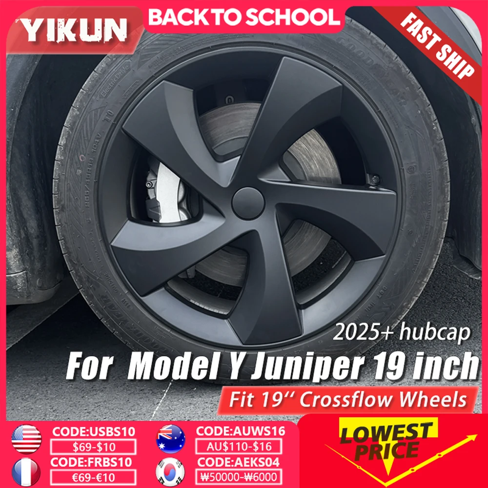 

4PCS HubCaps for Tesla Model Y Juniper 19 Inch 2025+ Performance 19" Crossflow Wheels Cover Replacement Full Rim Car Accessories