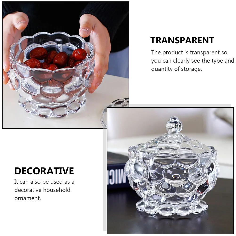 

2Pcs Glass Candy Storage Jars Multipurpose Transparent Covered Food Containers for Snacks Candy Jar Glass Jar Ice Cream Cups