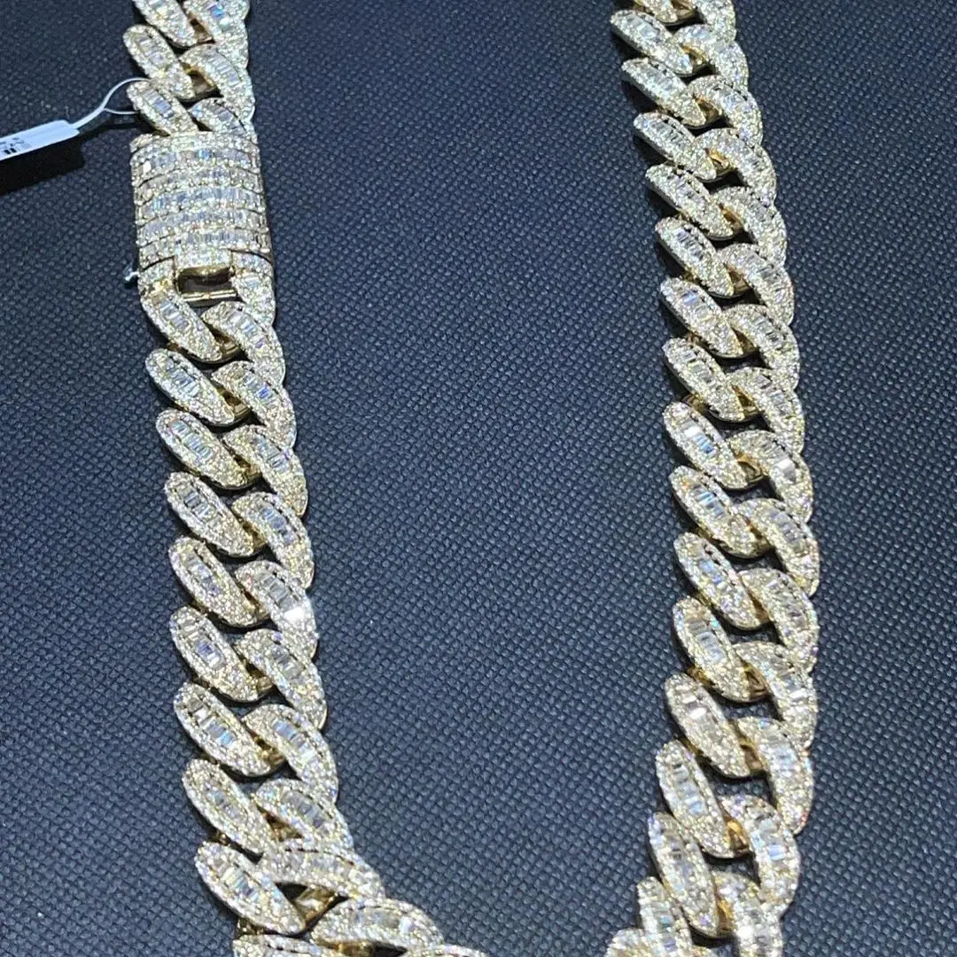 Brand New High Quality 18mm Moissanite Micro Pave Hip Hop Iced Out Miami Cuban Link Chain Iced Out Hip Hop Chain