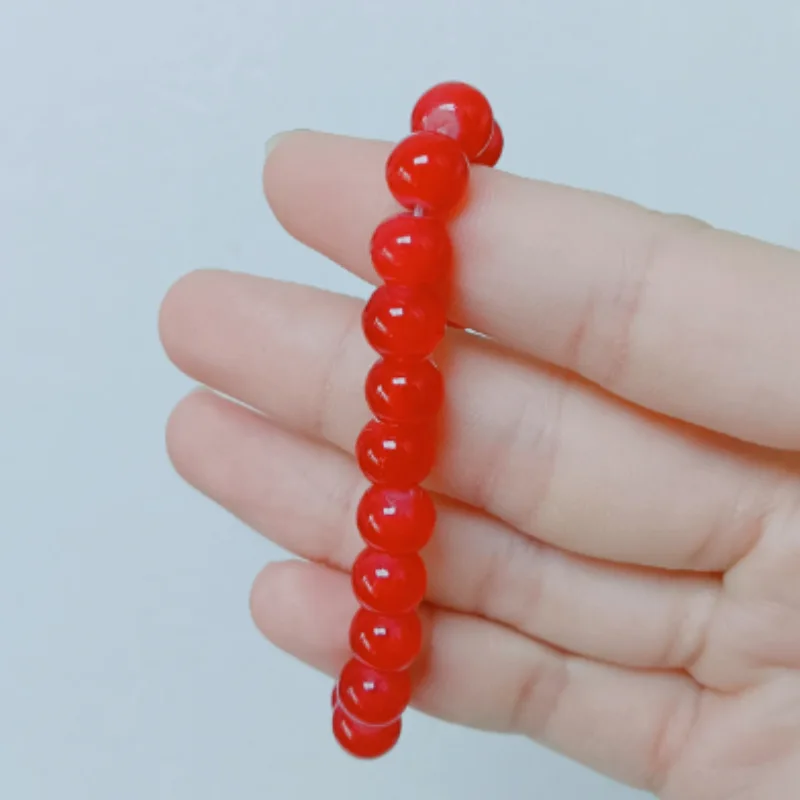 High Quality Imitation Agate Bracelet with High-end Personality 8mm Imitation Agate Single Circle Bracelet for Men and Women