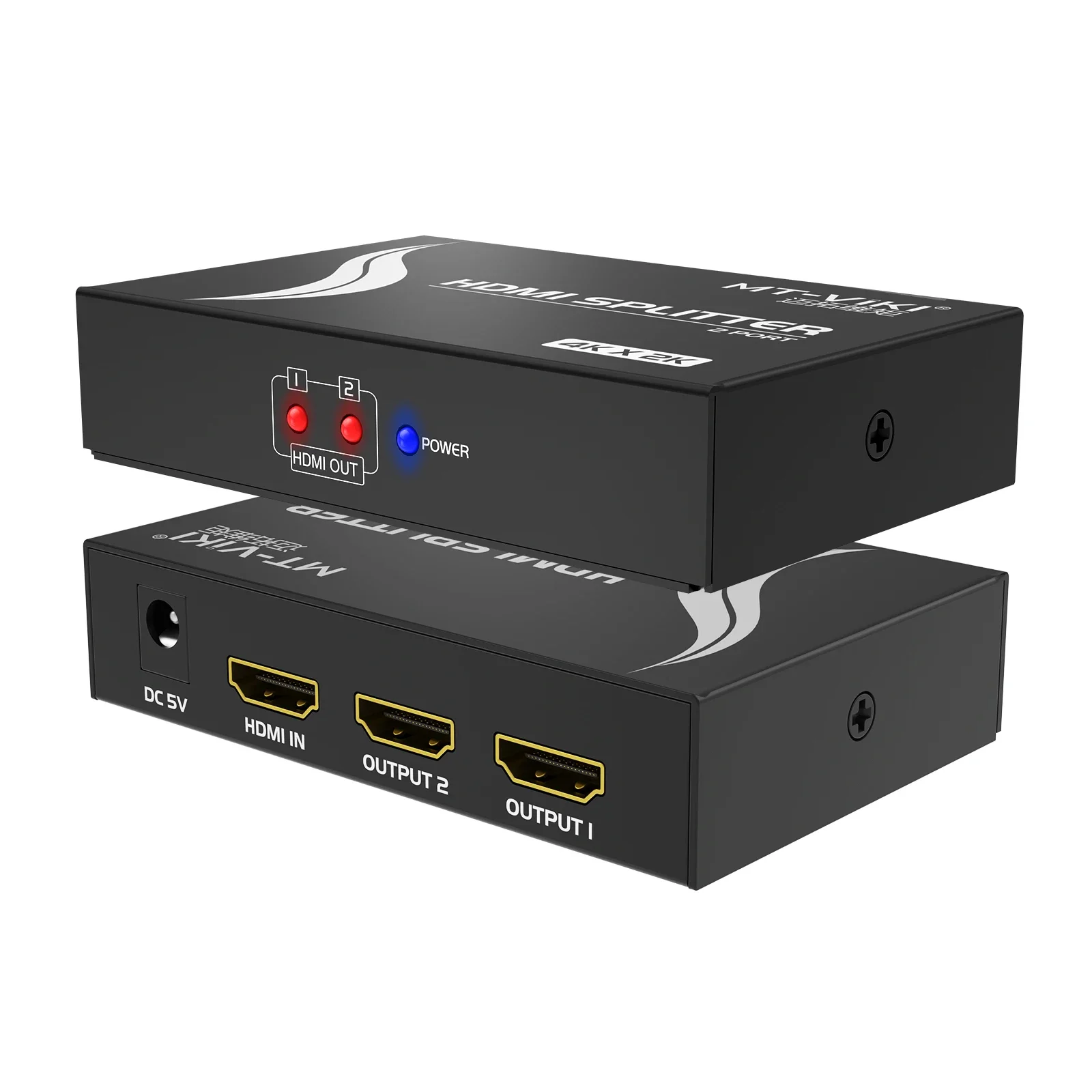 4K 60Hz HDMI Splitter 1 In 2 Out, MT-VIKI 1 Computer 2 Monitor + Power Adapter, 4K HDMI Splitter 1x2 For Dual Monitors