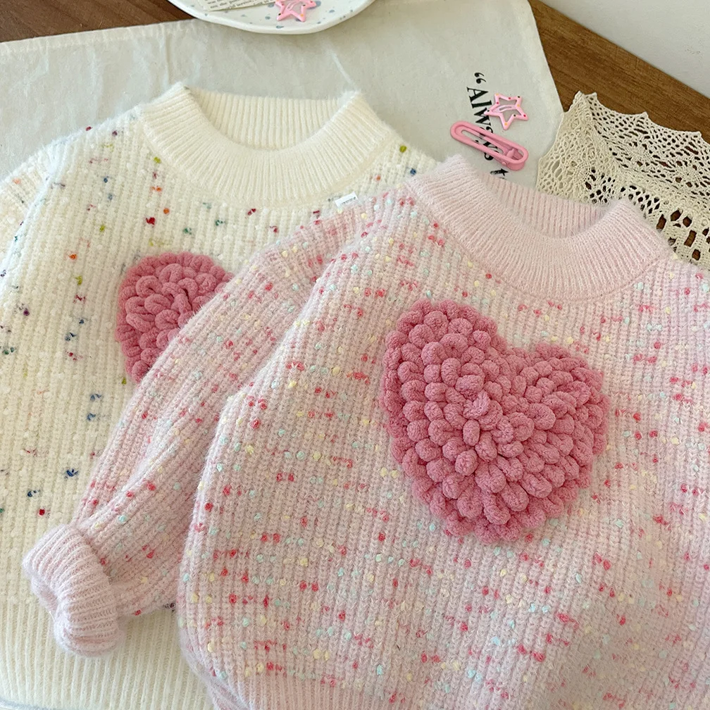 2026 new girls knitted  sweater thicken winter full sleeve  cotton fashion girls pullover sweaters  2-8 years  G479