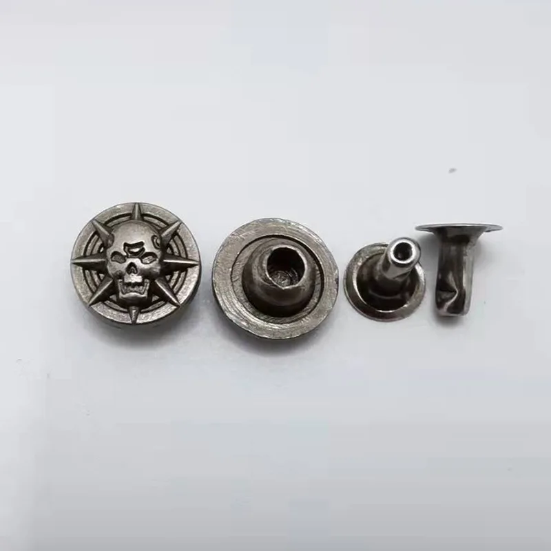 50pcs Punk Skull Decorative Metal Button Rivet Fasteners for Leather Belt Bag Clothing Leathercraft Accessories Conchos